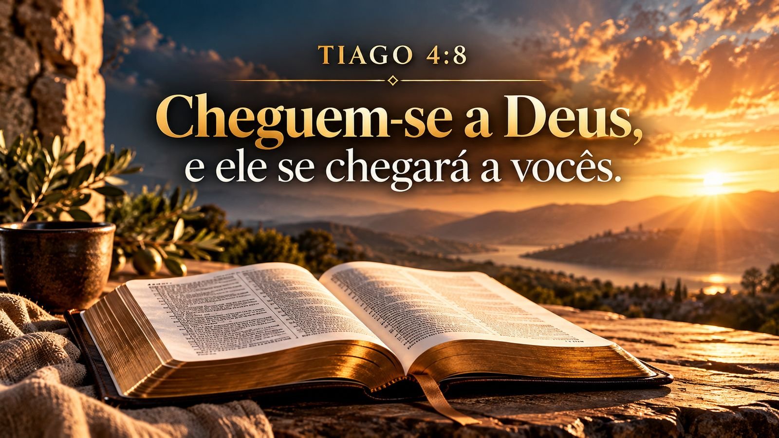 Tiago 4:8. Cheguem-se a Deus, e ele se chegará a vocês.